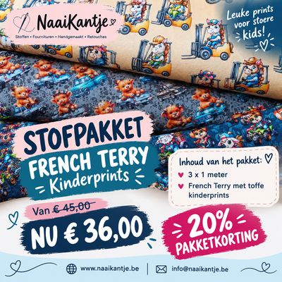 Stofpakket French Terry met kinderprints.
