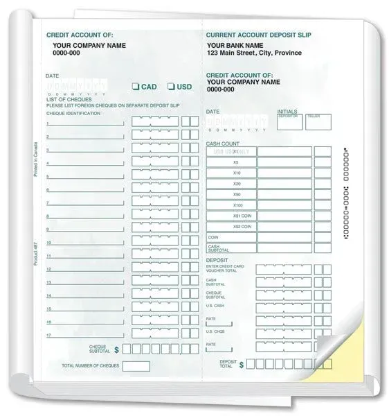 Deposit books for TD, BMO, Scotia, CIBC, National  &amp; other banks