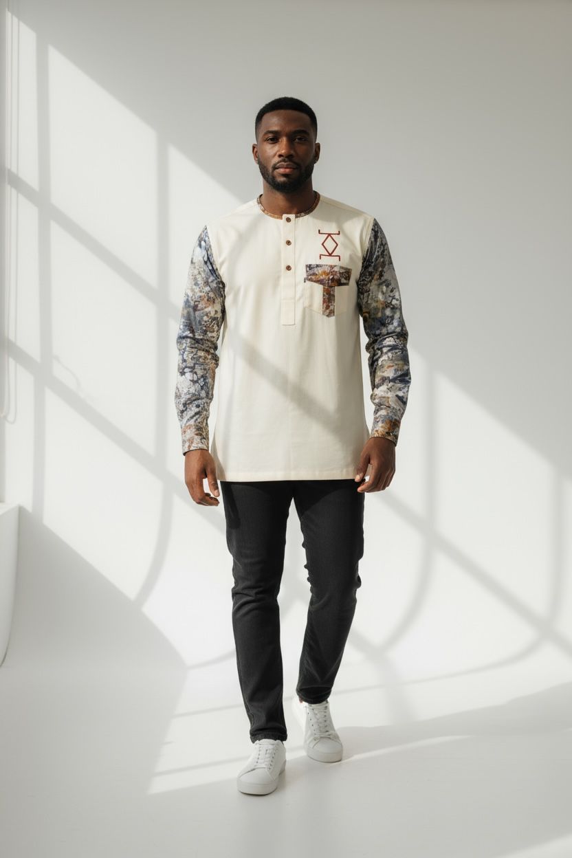 Chemise beige manches longue