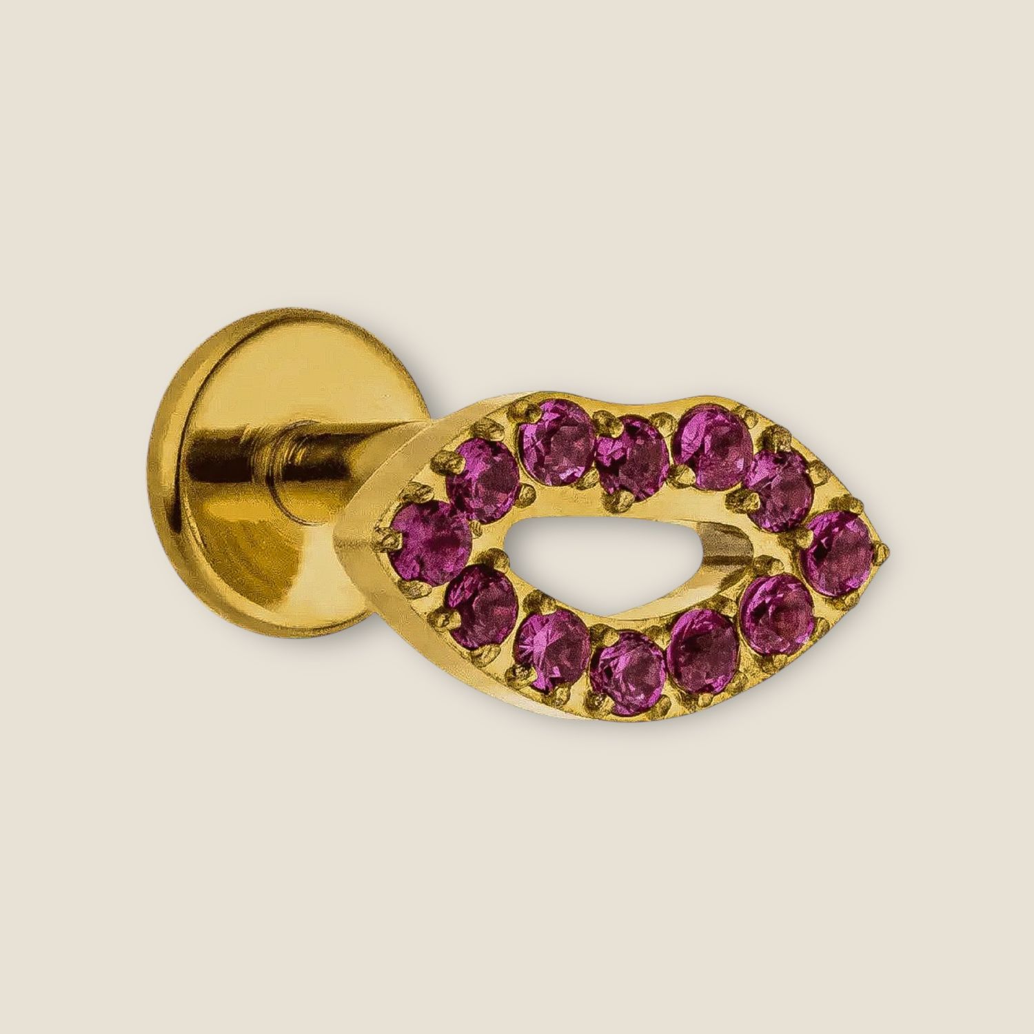 Piercing titane lèvre rose