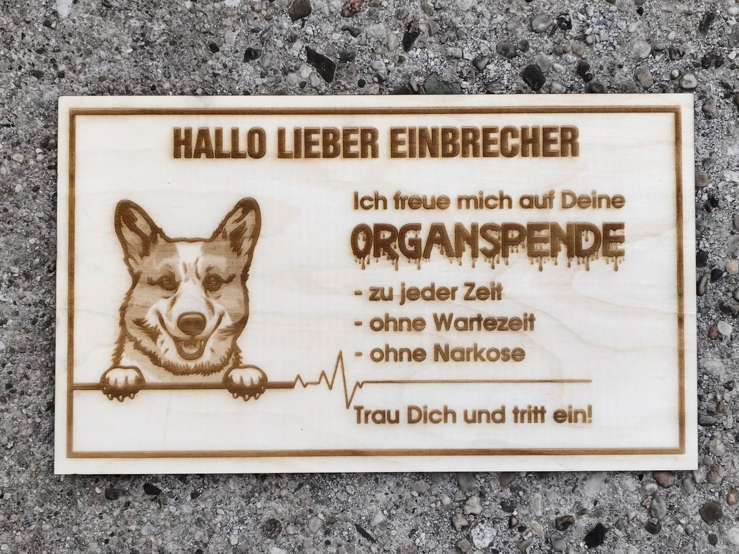 Hunde Warnschild Organspende