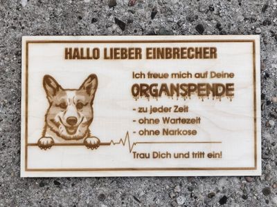 Hunde Warnschild Organspende
