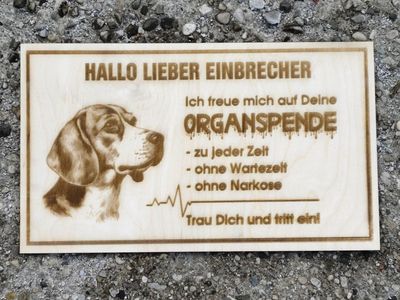 Hunde Warnschild Organspende