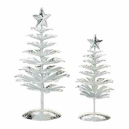 Department 56 "Silver Pines" Metallic Pinecone Shaped Trees Set of 2 (4030898)