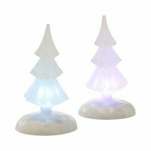 Department 56 Christmas Village Accessory "Winters Glow Lit Trees" Set Of 2 (4030903)