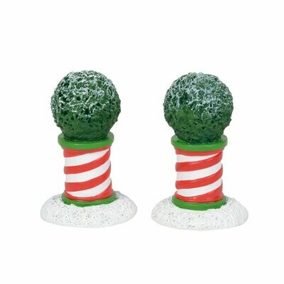 Department 56 North Pole "Peppermint Planters - Set Of 2” Village Accessory (601713)