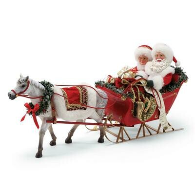 Possible Dreams Santa & Mrs Claus “One Horse Open Sleigh” Figurine (6000717)