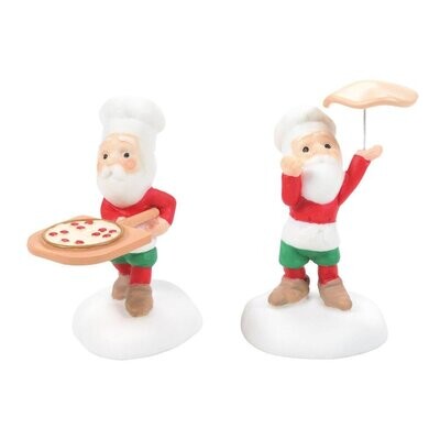 Department 56 North Pole Village "One Santa Special Coming Up!" Santa Flipping Pizza (6007620)