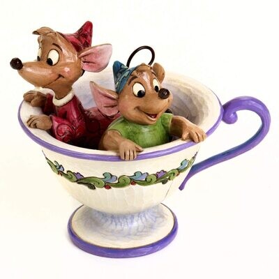 Jim Shore Disney Traditions Cinderella “Tea for Two - Jaq and Gus In Tea Cup” Figurine
