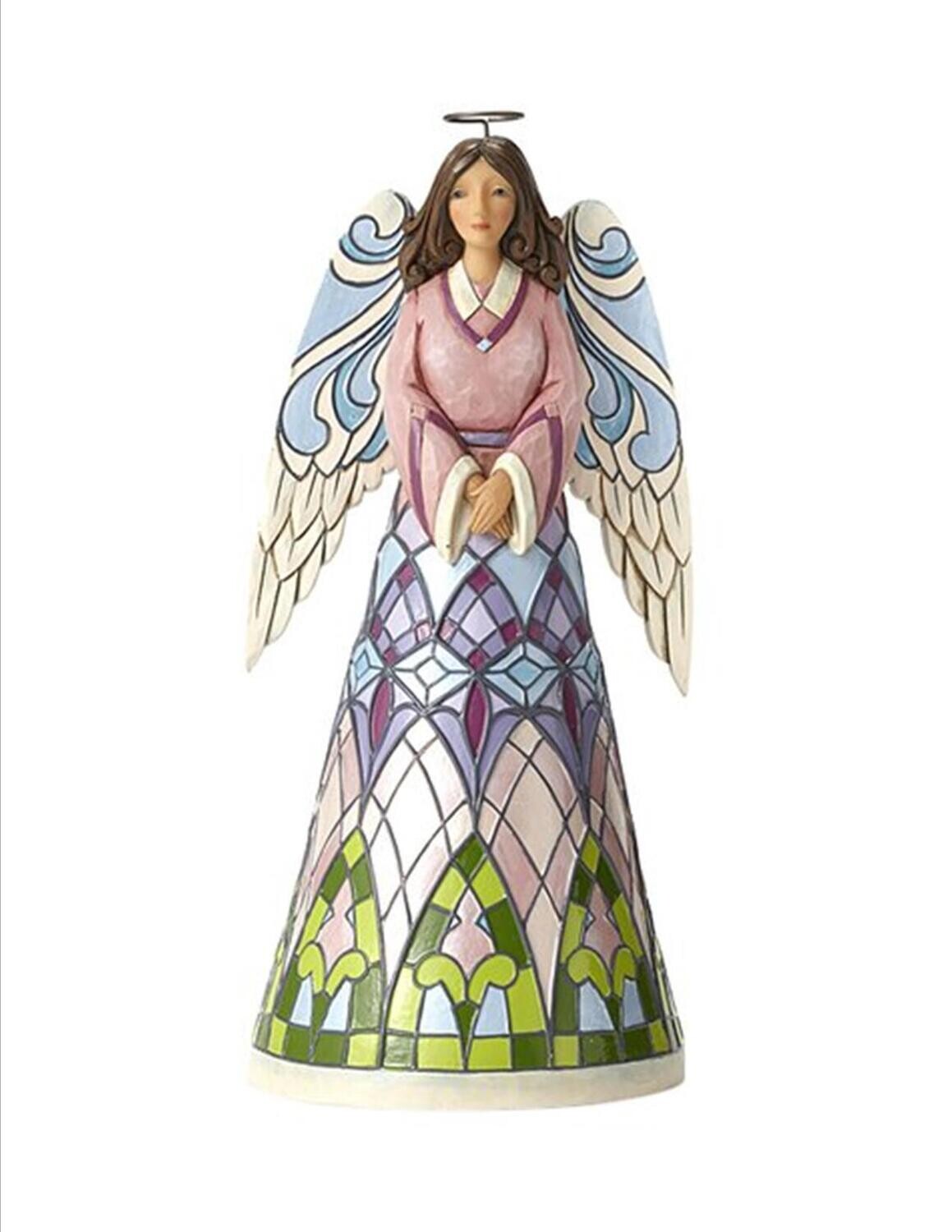 Jim Shore Heartwood Creek Pink Stained Glass Angel Figurine (4051417)