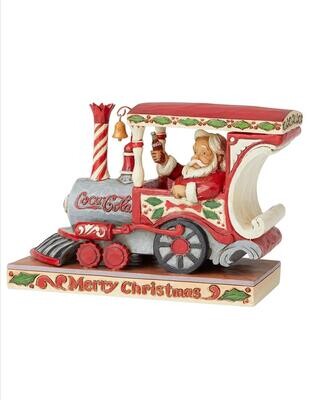 Jim Shore Coca Cola Santa on Train Engine "Merry Christmas" Figurine (6003605)