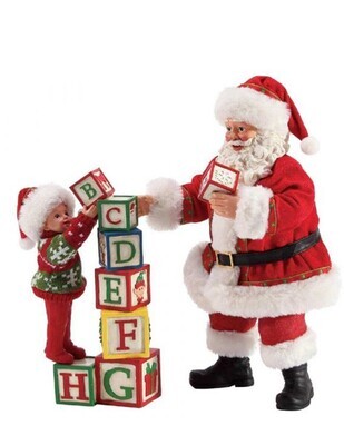 Possible Dreams "Building Blocks" Santa Figurine 2 Pc Set (6003457)