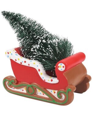 Department 56 Cross Product "Gingerbread Christmas Sleigh" with Tree Snow Village Accessory (6009795)