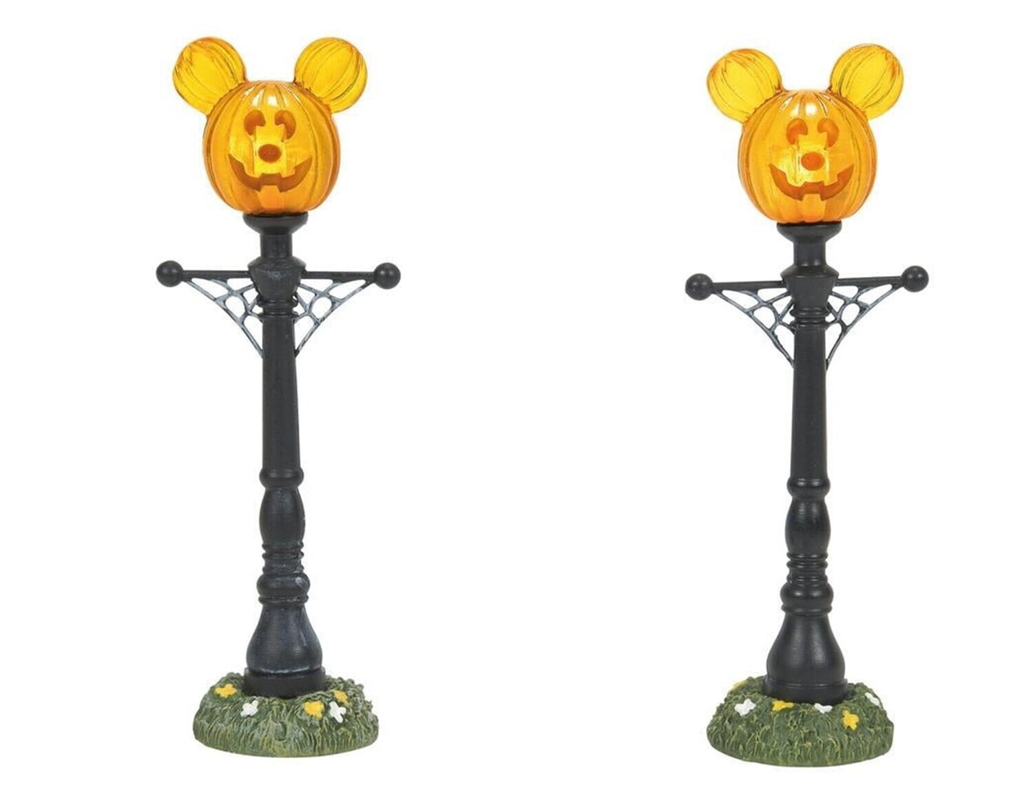 Department 56 Disney Village Pumpkintown "Mickey's Pumpkin Streetlights" Set of 2 (6007730)