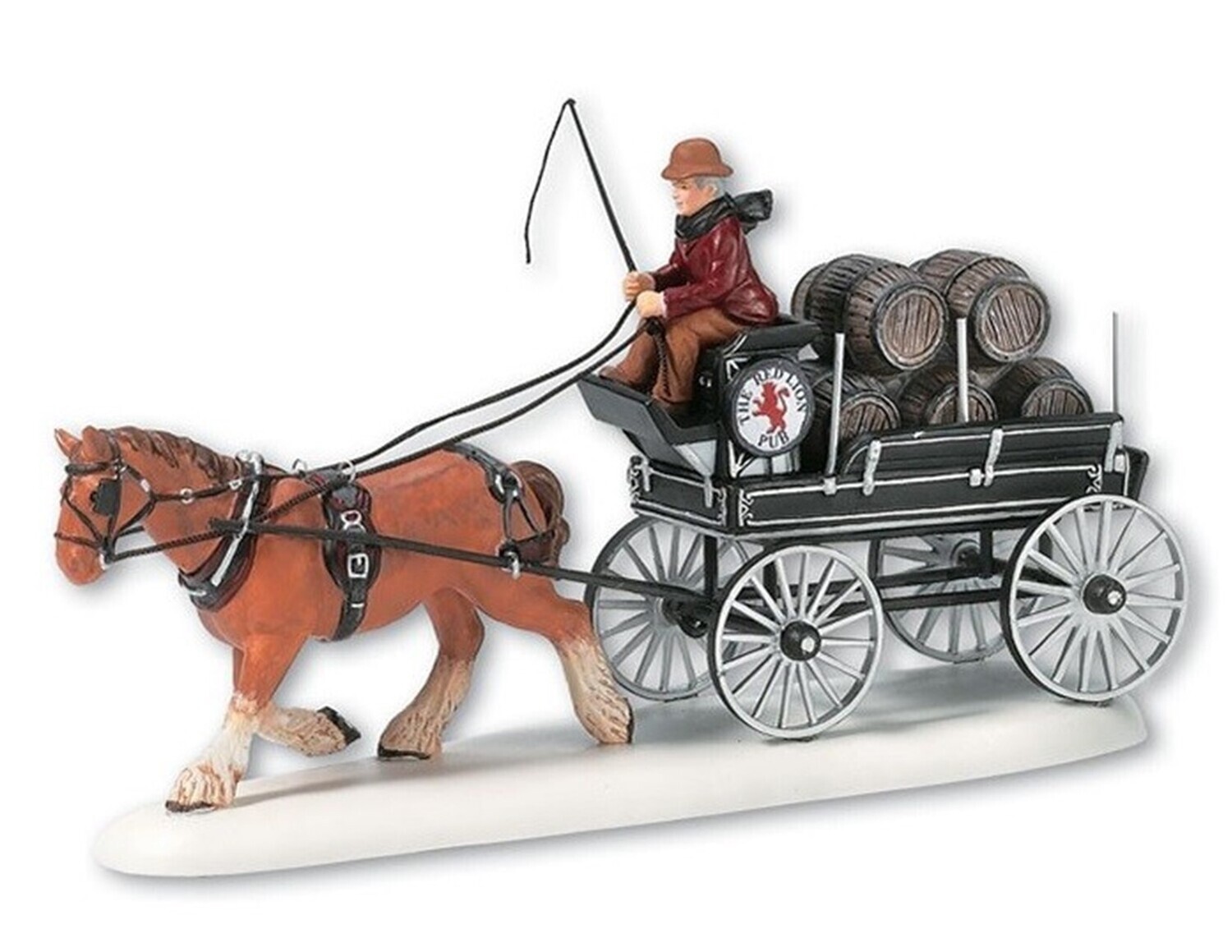 Department 56 Dickens Village "Red Lion Pub Beer Wagon" Horse Drawn Carriage (56.58421)