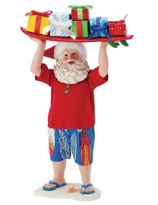 Possible Dreams "In a Pinch" Santa on the Beach w Toys on a Surfboard (6012190)