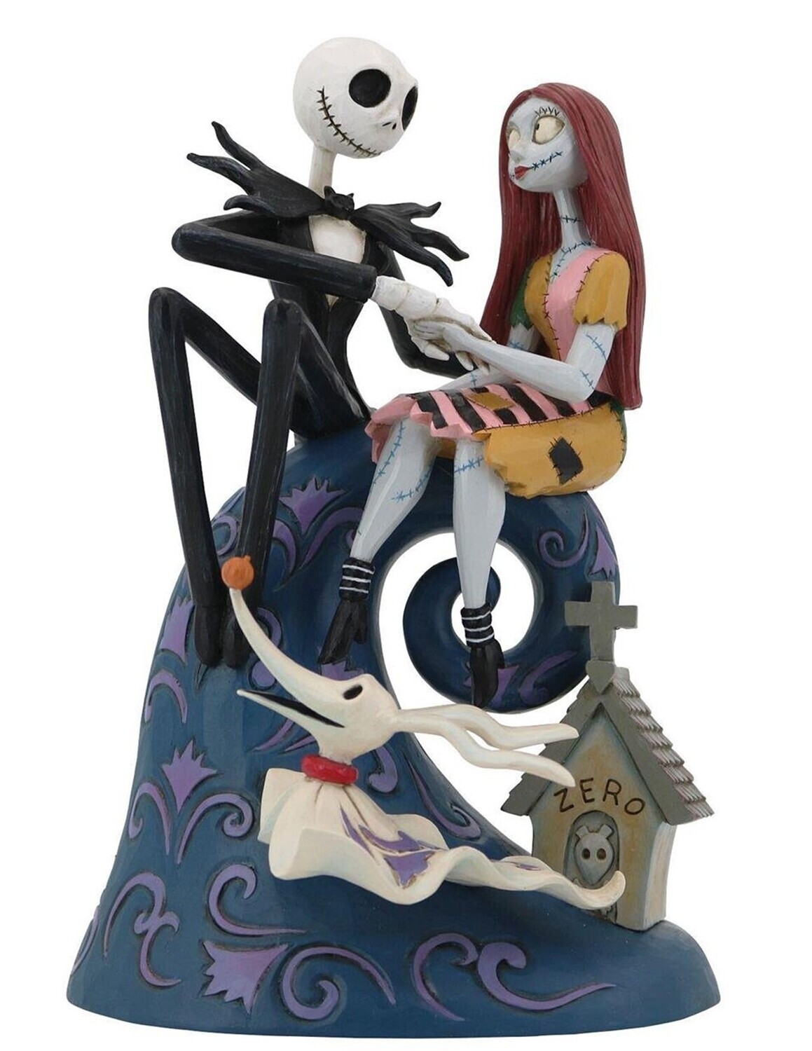 Jim Shore Disney Traditions Nightmare Before Christmas "Jack, Sally & Zero on Hill - Spiral Hill Romance" Figurine (6013054)