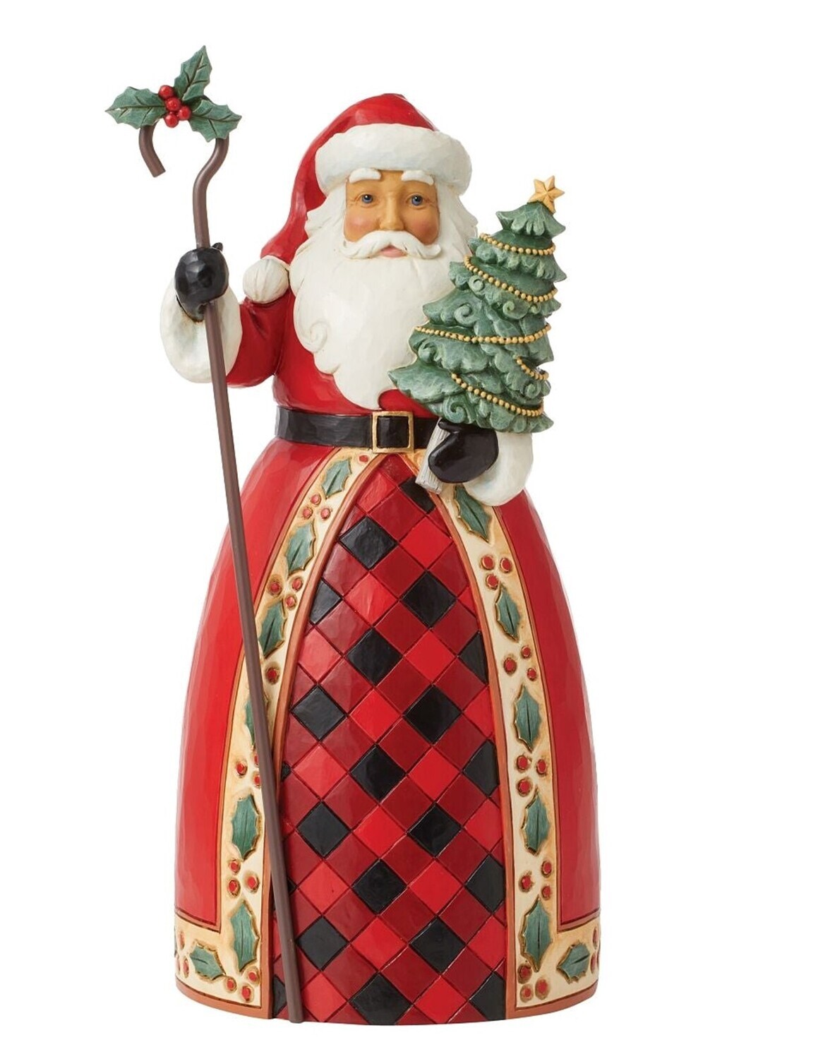 Jim Shore Heartwood Creek "Highland Plaid Santa with Tree and Staff" Figurine (6012864)