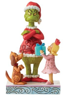 Jim Shore Heartwood Creek Grinch Collection "Max and Cindy Giving Gift to Grinch" Figurine (6012698)