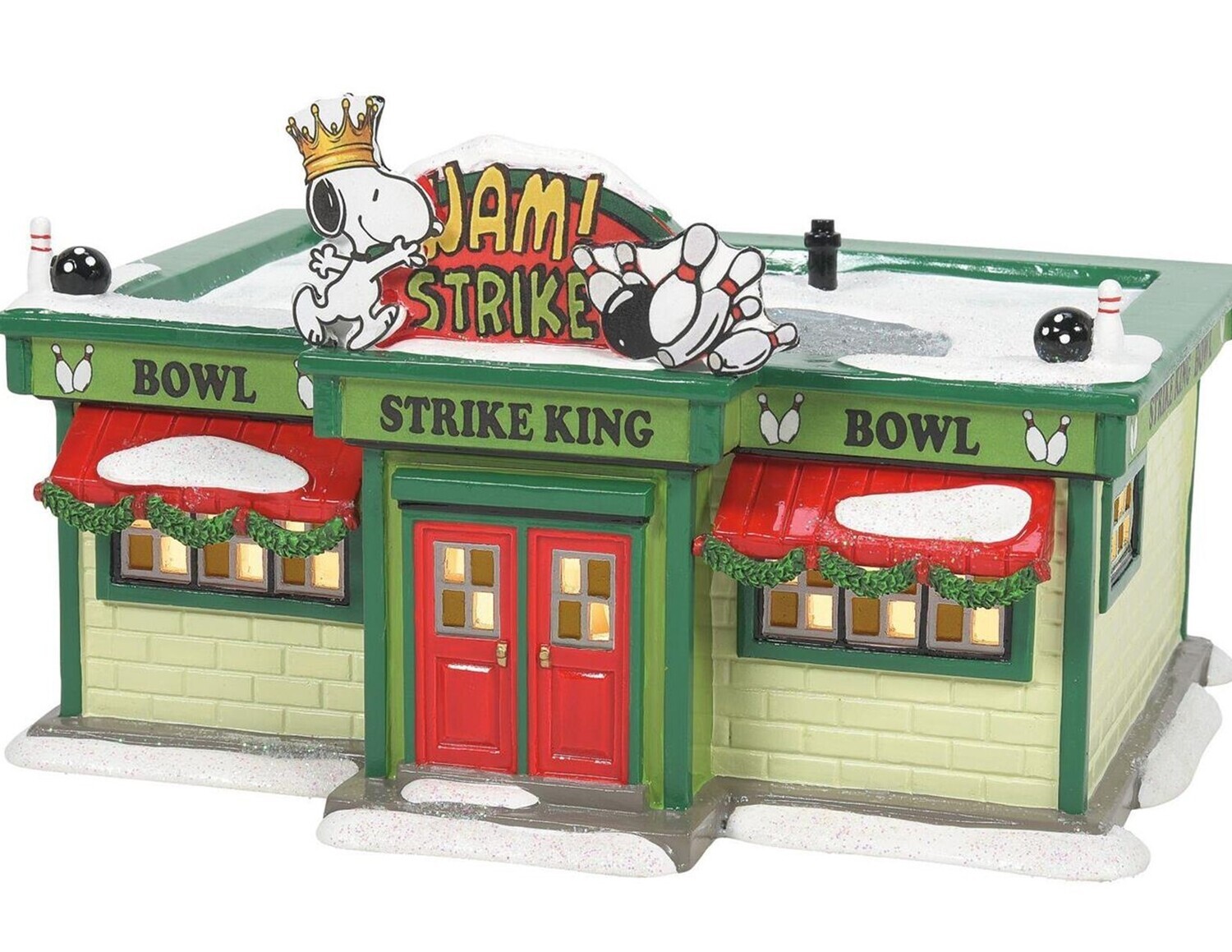 Peanuts Holiday Village Department 56 "Strike King" Bowling Alley Building (6009840)
