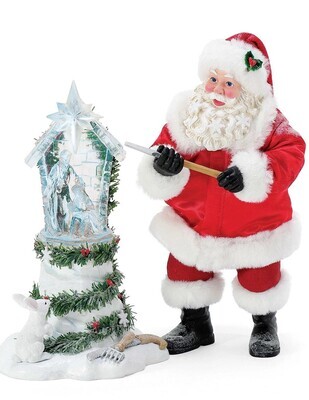 ​Possible Dreams Sports and Leisure "Lighted Clearly Devine" Santa with Nativity Ice Sculpture Figurine Set of 2 (6012235)