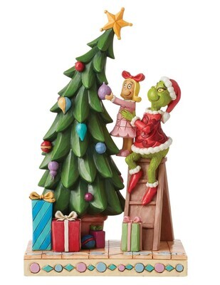 Jim Shore Grinch Collection "Grinch and Cindy Decorating the Tree" Figurine (6012694)