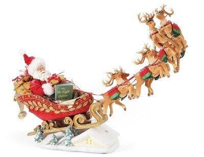 ​Possible Dreams "Anniversary Edition Dash Away All" Santa and His Reindeer Take Off Figurine (6005284)