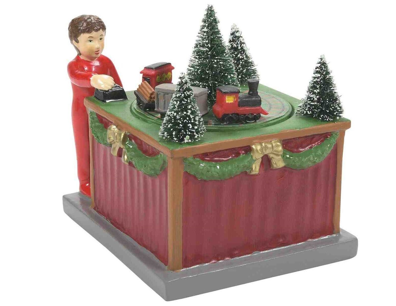 Department 56​ Village Accessory "Christmas Morning Express" Boy with Train Scene (6013022)