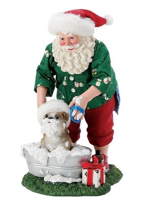Possible Dreams Santa and His Pet Collection "Bulldog Bubble Bath" Santa & Dog (6012219)