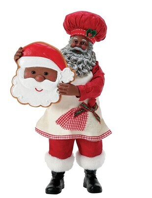 Possible Dreams Bon Appetit Collection "A-Dough-Rable" African American Santa with Large Cookie (6012181)