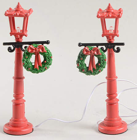 Department 56 "Red with Greens Street Lights -Set Of 2" Village Accessory (6007682)