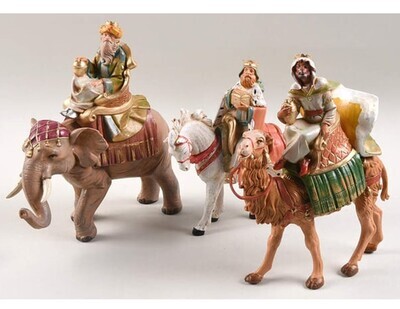 Fontanini Nativity 5" Scale "Three Kings on Animals - Horse, Camel & Elephant" 3 Pc Set (65244)