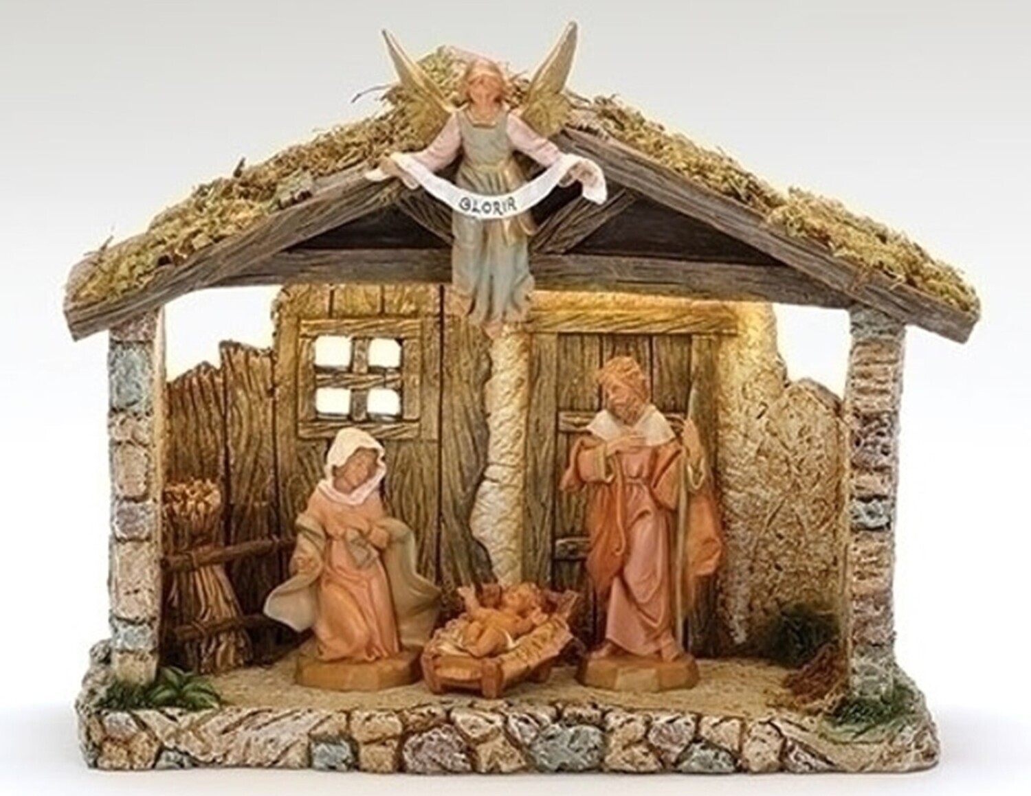 Fontanini Nativity 5" Scale "4 Piece Nativity Set - Italian Stable & 4 Figurines (54458)