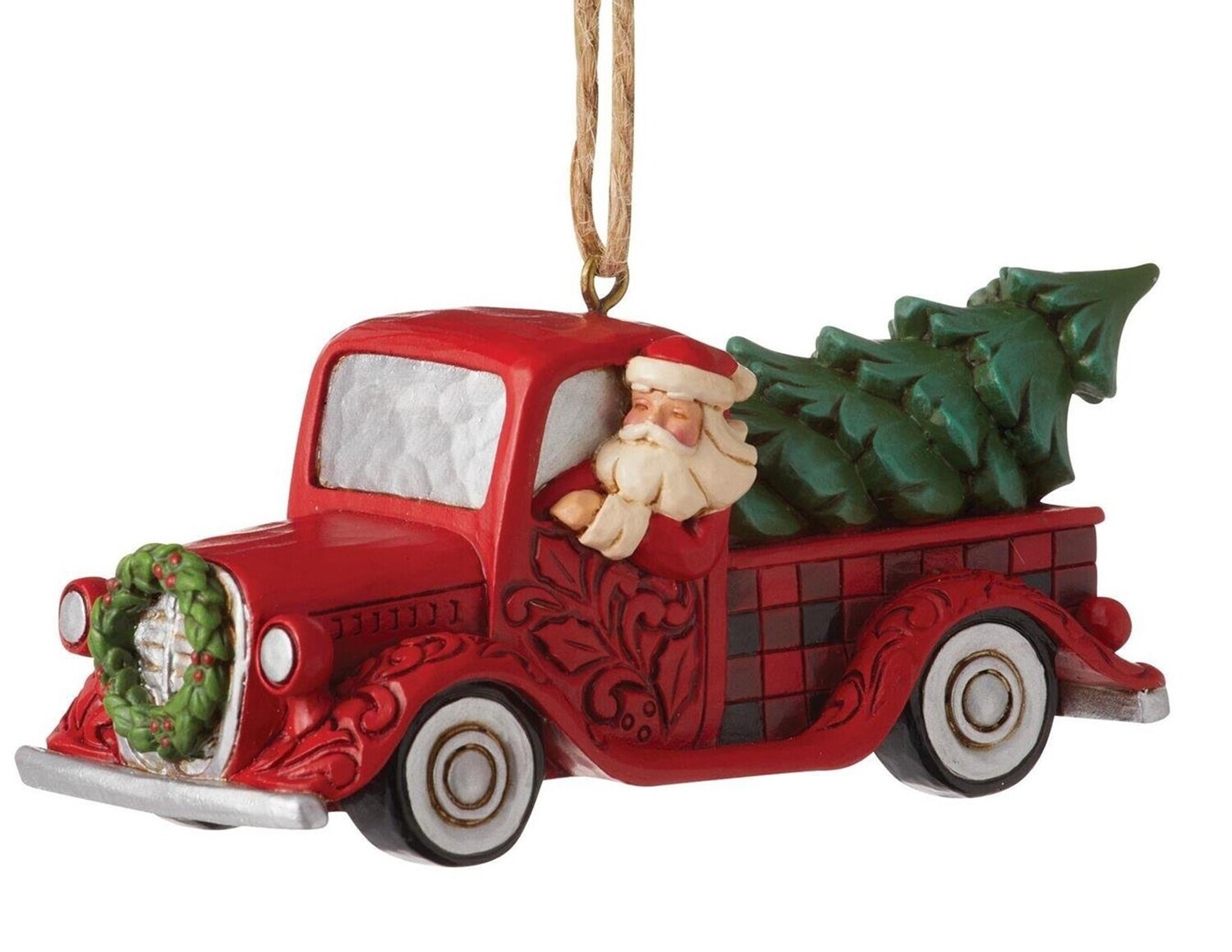 Jim Shore Heartwood Creek "Santa in Plaid Red Truck" Ornament (6012872)