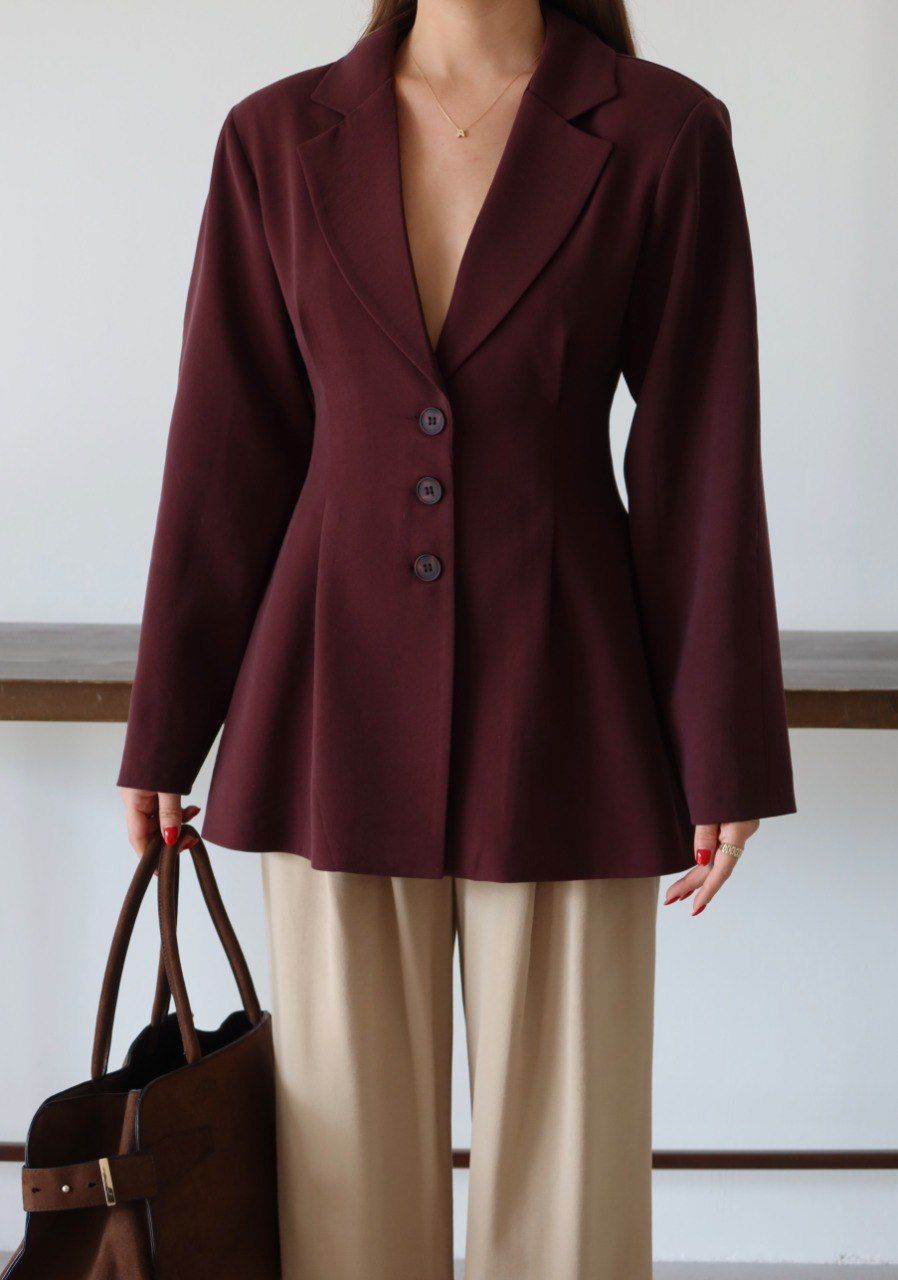 Blazer mit Pile-Detail – Bordeaux
