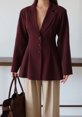 Blazer mit Pile-Detail – Bordeaux