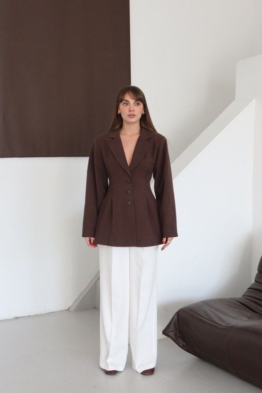 Blazer mit Pile-Detail – Braun