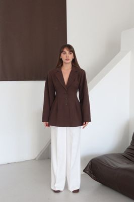 Blazer mit Pile-Detail – Braun