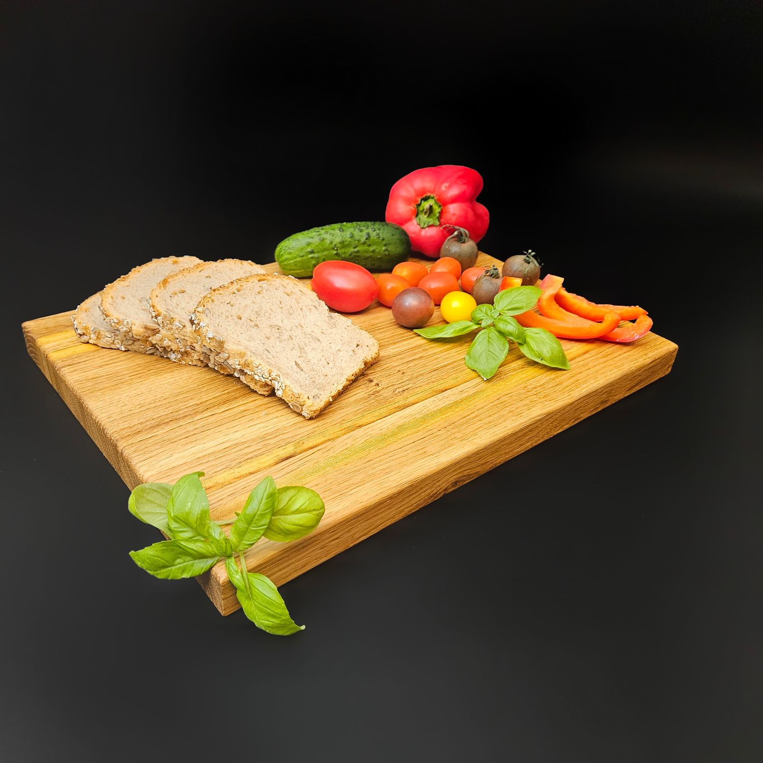 Deska dębowa z wstawkami z drewna IROKO