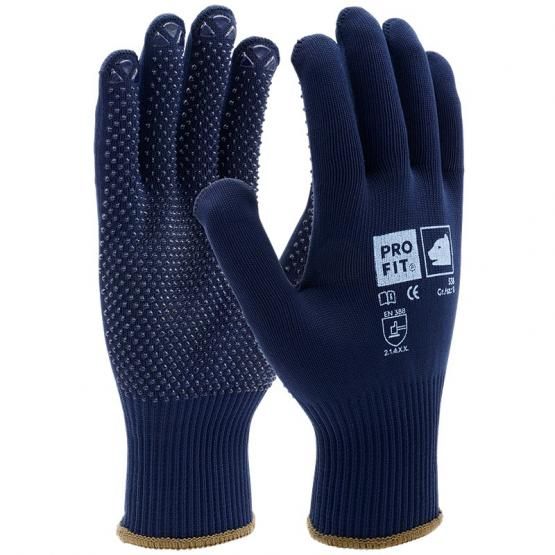 Strickhandschuhe "Dot", fein, blau, einseitig Noppen