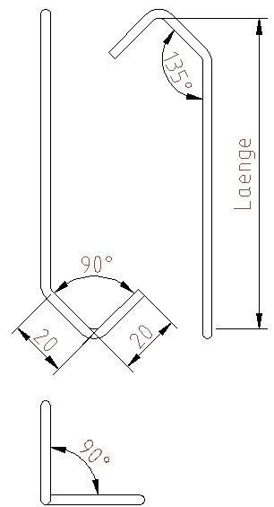 Standardhaken Nr. CE20/20 90° verdreht Standardhaken Nr. CE20/20 90° verdreht