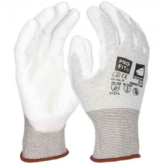 ESD Handschuh ESD Handschuh "Perfect esd", PU beschichtet, weiß