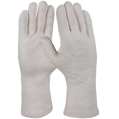 Baumwollhandschuh, trikot, natur, schwer, gesäumt, 35 cm