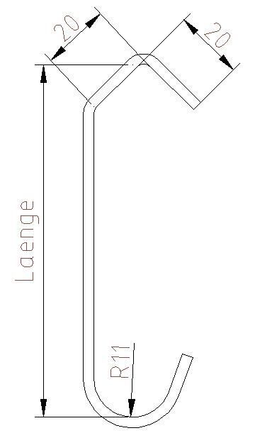 Standardhaken Nr. CER20/20R11 planliegend