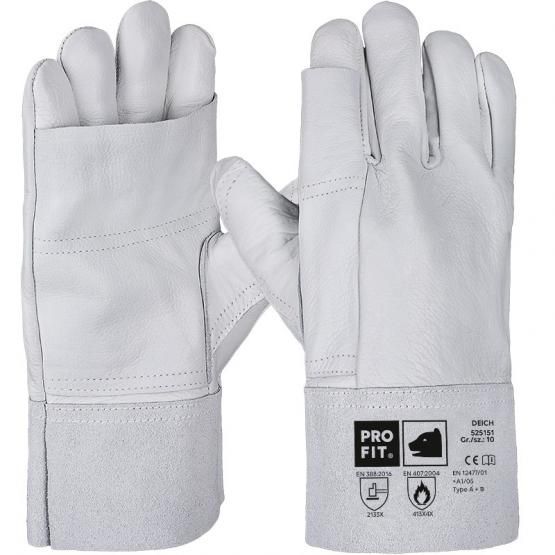 Rindvoll Leder Arbeitshandschuh, Rindvoll Leder Arbeitshandschuh, "Deich", Volllederverstärkung