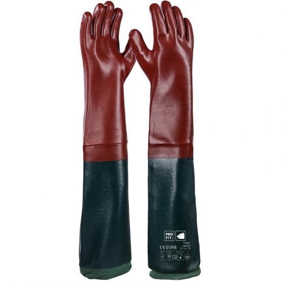 PVC Chemikalienschutzhandschuhe "Pirat", rotbraun, 65 cm