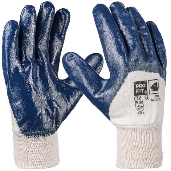 nitril Handschuhe, "Mega", blau, 3/4 getaucht, Strickbund