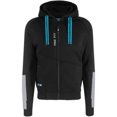 Zip Hoodie, Sweatjacke, schwarz, Industriewäsche