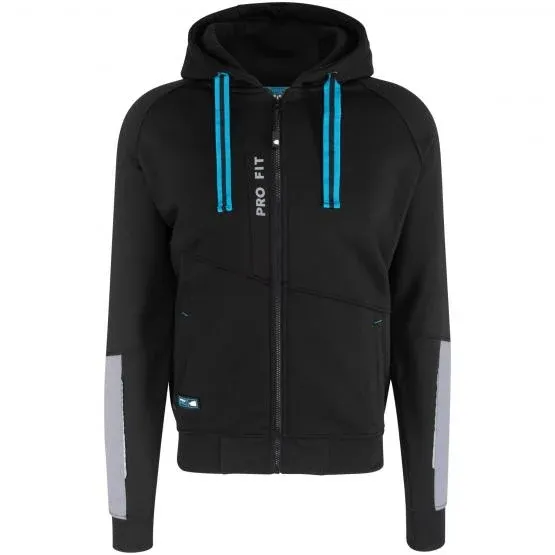 Zip Hoodie, Sweatjacke, schwarz, Industriewäsche