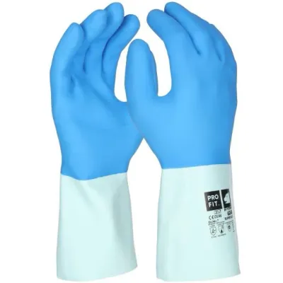 Latex Chemikalienschutzhandschuhe Latex Chemikalienschutzhandschuhe "Super Blue", blau, geraut
